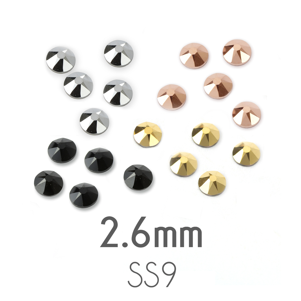 Beads & Swarovski Crystals 2.6mm Swarovski Flat Back Crystals, Silver, Gold, Rose Gold and Black Mix Pack (80 Pieces)